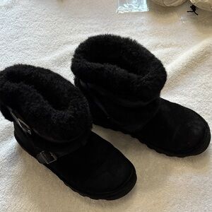 BearPaw Black Fur-Lined Boots